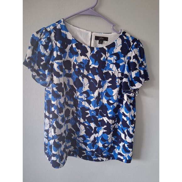 J Crew Floral Short Sleeve Blouse Xs - Picture 1 of 4